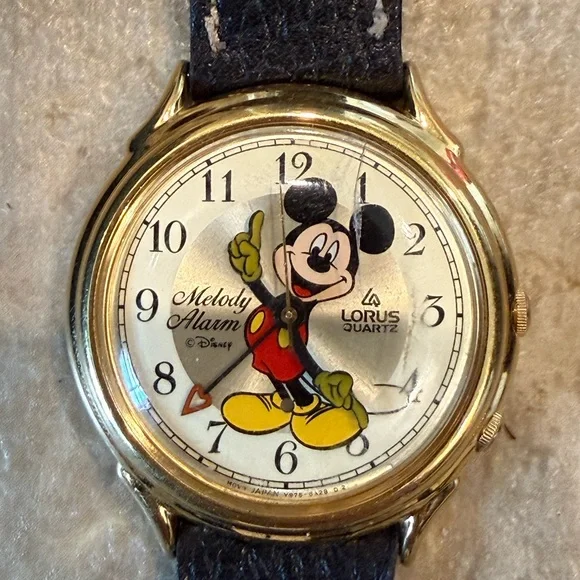 Vintage Lorus Quartz Disney Mickey Melody Alarm Watch - Gold Tone - Picture 13 of 16